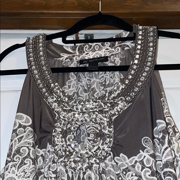 INC International Concepts Embellished Black and White Tank Top - Picture 4 of 8